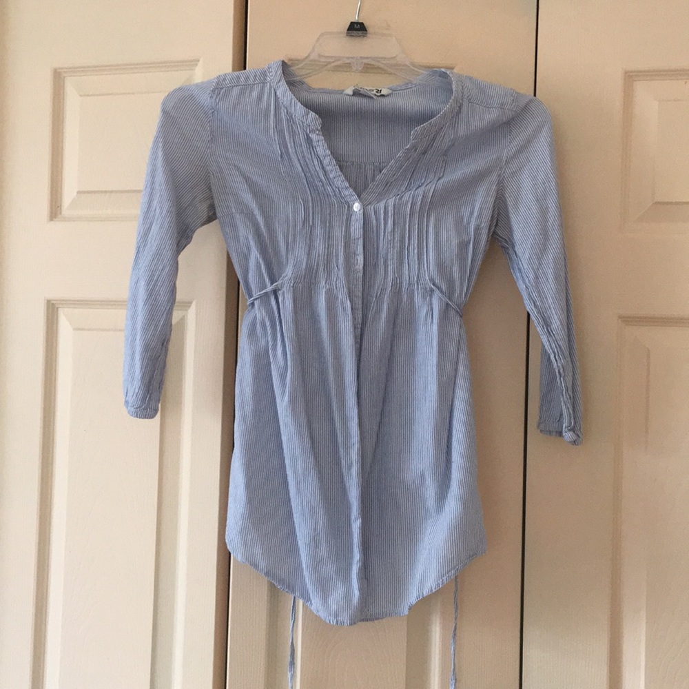 Blue and white striped tunic